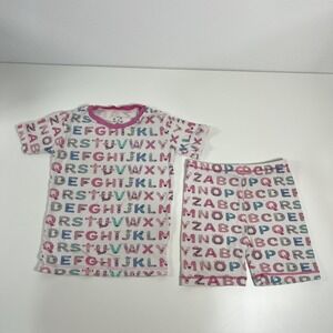 KicKee Graphic Short Sleeve Pajama Set, Ultra Soft and Snug Natural ABC Monsters